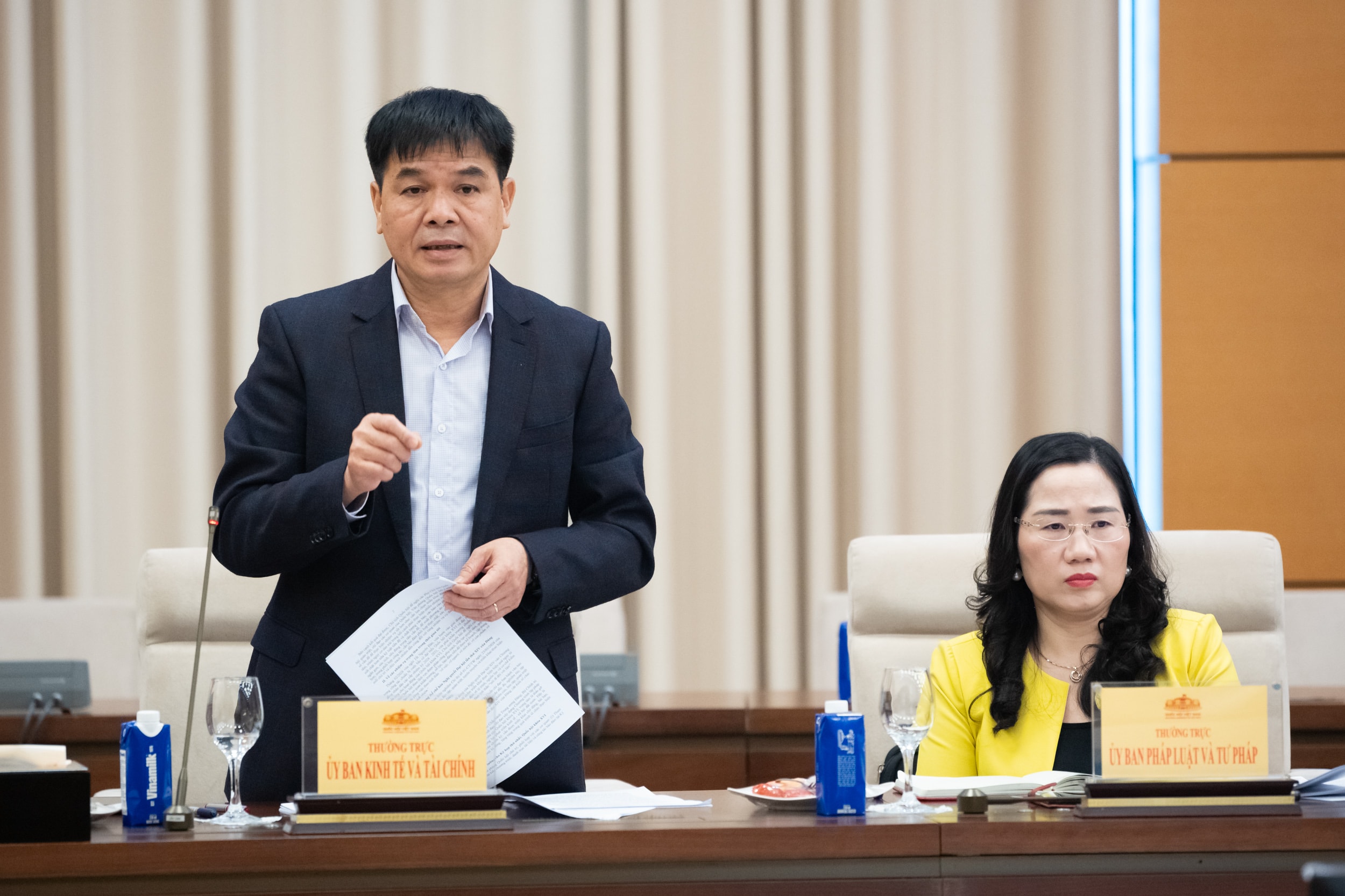 Phó Chủ nhiệm Ủy ban Kinh tế và Tài chính Nguyễn Hữu Toàn phát biểu