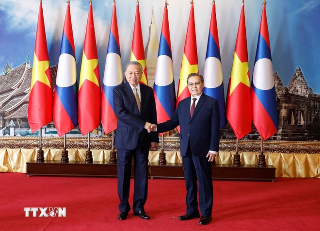 Tổng Bí thư Tô Lâm hội kiến Chủ tịch Quốc hội Lào Saysomphone Phomvihane. (Ảnh: Thống Nhất/TTXVN) ttxvn-tong-bi-thu-to-lam-hoi-kien-chu-tich-quoc-hoi-lao-5.jpg