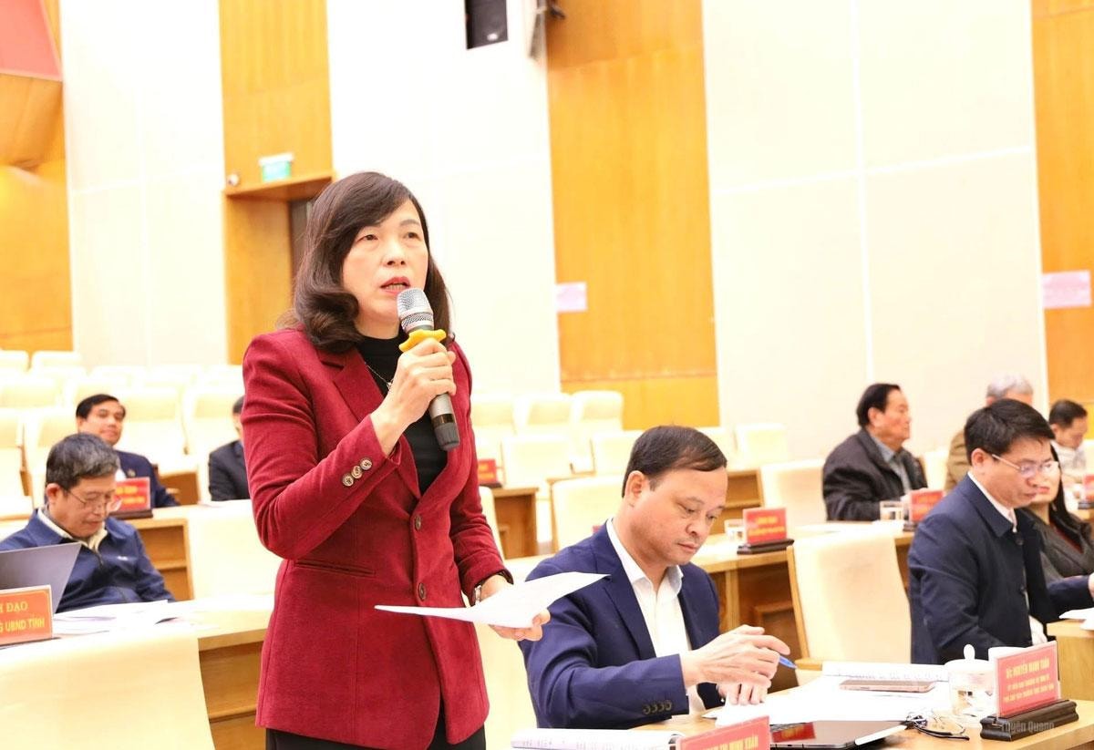 Comrade Pham Thi Minh Xuan, Member of the Standing Committee of the Provincial Party Committee and Vice Chairwoman of the Provincial People's Council, delivered a speech at the conference.