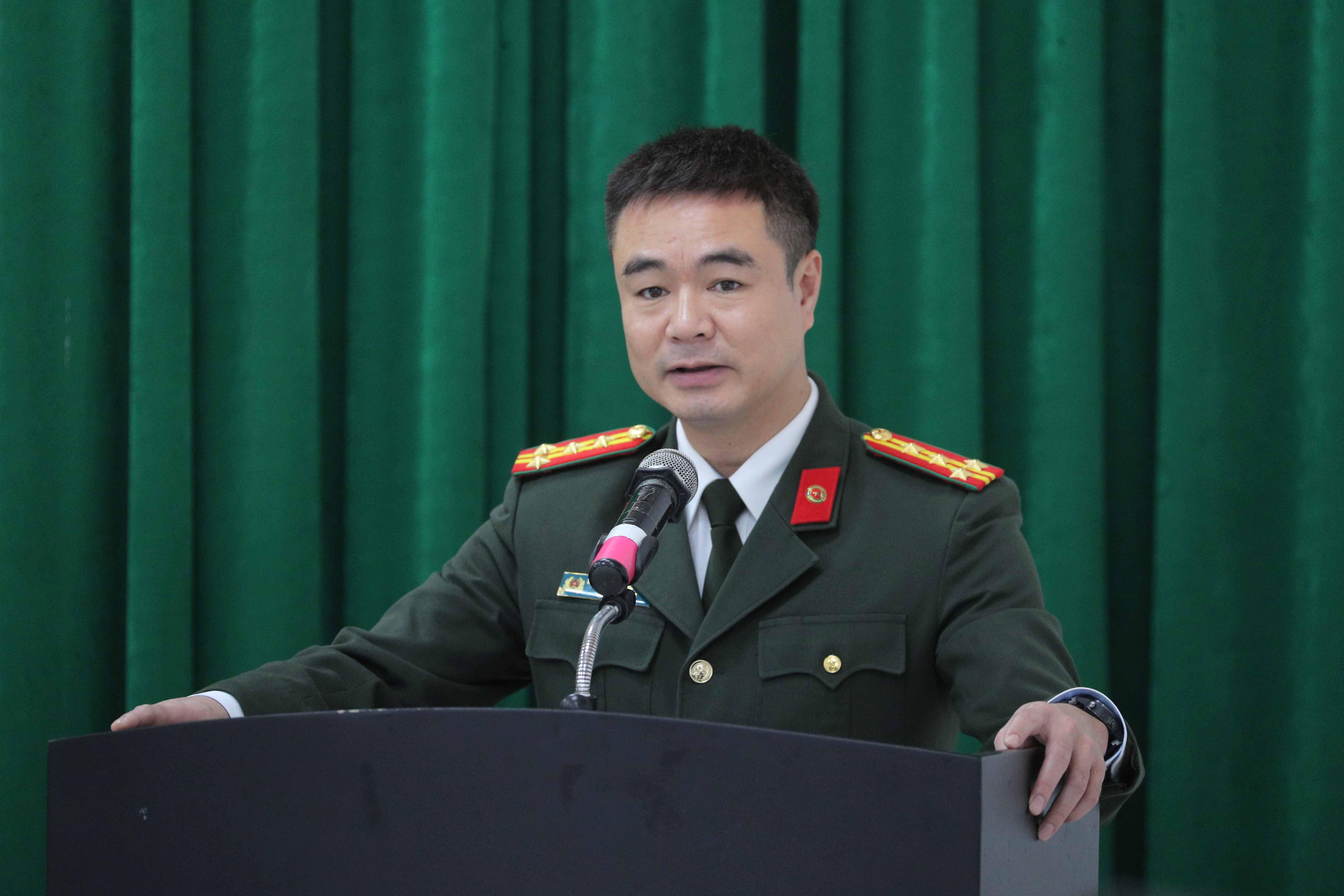 Phó Giám đốc Công an tỉnh Hưng Yên, Đại tá Nguyễn Trường Lâm phát biểu