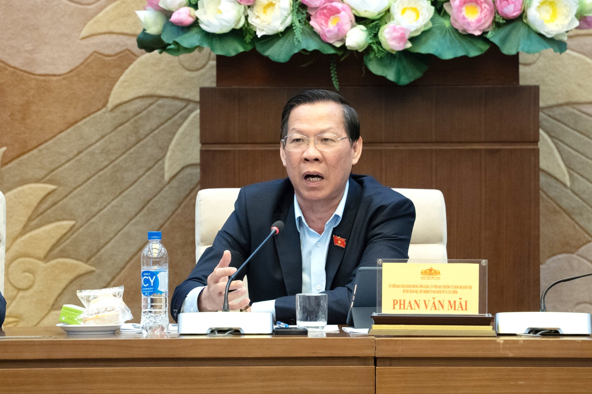 Chủ nhiệm Ủy ban Kinh tế và Tài chính Phan Văn Mãi phát biểu khai mạc hội nghị.