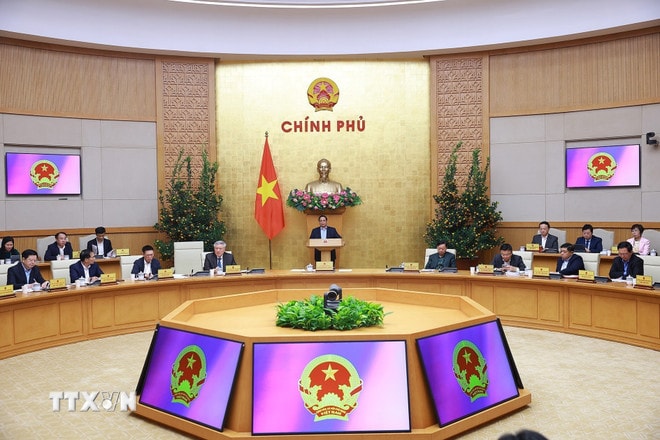Thủ tướng Phạm Minh Chính chủ trì họp đánh giá tình hình Tết Nguyên đán Bính Ngọ. (Ảnh: Dương Giang/TTXVN) ttxvn-thu-tuong-chu-tri-hop-danh-gia-tinh-hinh-tet-nguyen-dan-binh-ngo3.jpg