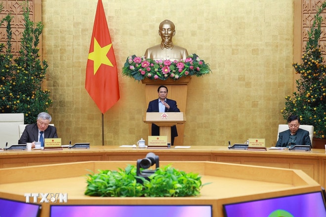 Thủ tướng Phạm Minh Chính chủ trì họp đánh giá tình hình Tết Nguyên đán Bính Ngọ. (Ảnh: Dương Giang/TTXVN) ttxvn-thu-tuong-chu-tri-hop-danh-gia-tinh-hinh-tet-nguyen-dan-binh-ngo2.jpg