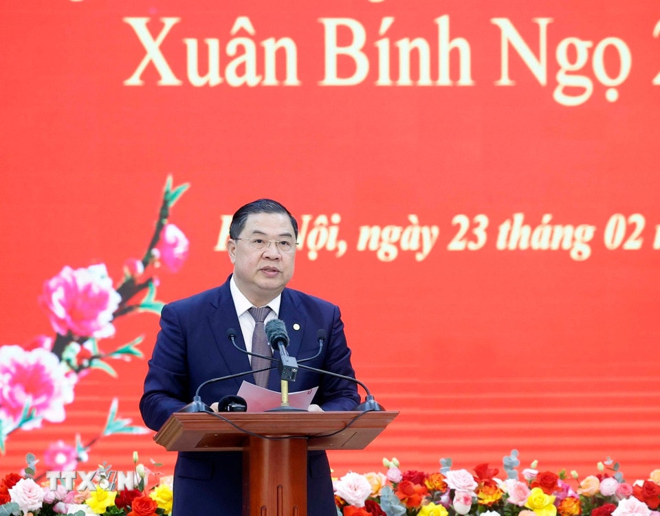 Đồng chí Phạm Gia Túc, Ủy viên Bộ Chính trị, Chánh Văn phòng Trung ương Đảng phát biểu. (Ảnh: Thống Nhất/ TTXVN)