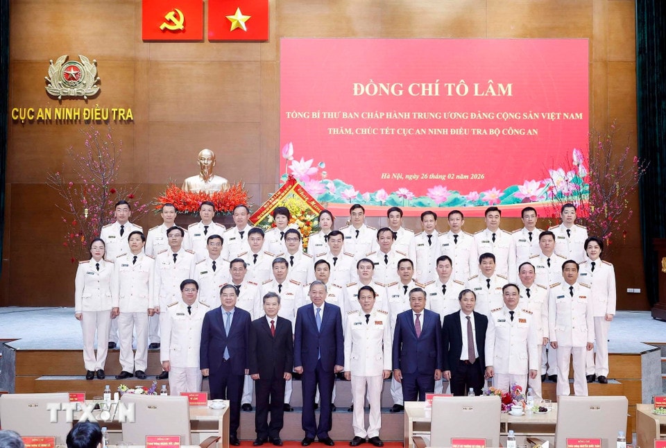 Tổng Bí thư Tô Lâm và các đại biểu. (Ảnh: Thống Nhất/TTXVN)