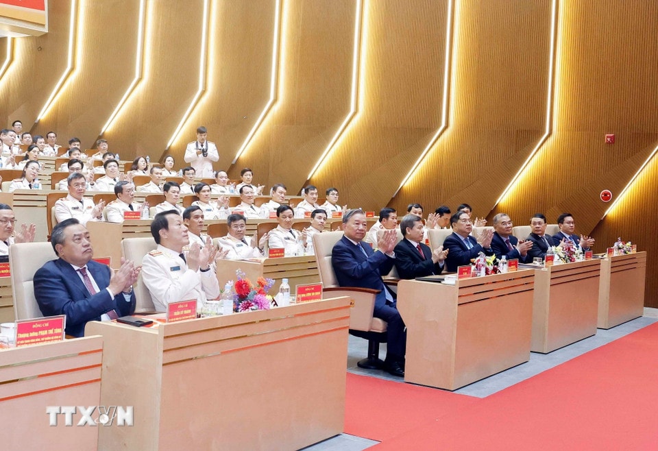 Tổng Bí thư Tô Lâm và các đại biểu. (Ảnh: Thống Nhất/TTXVN)