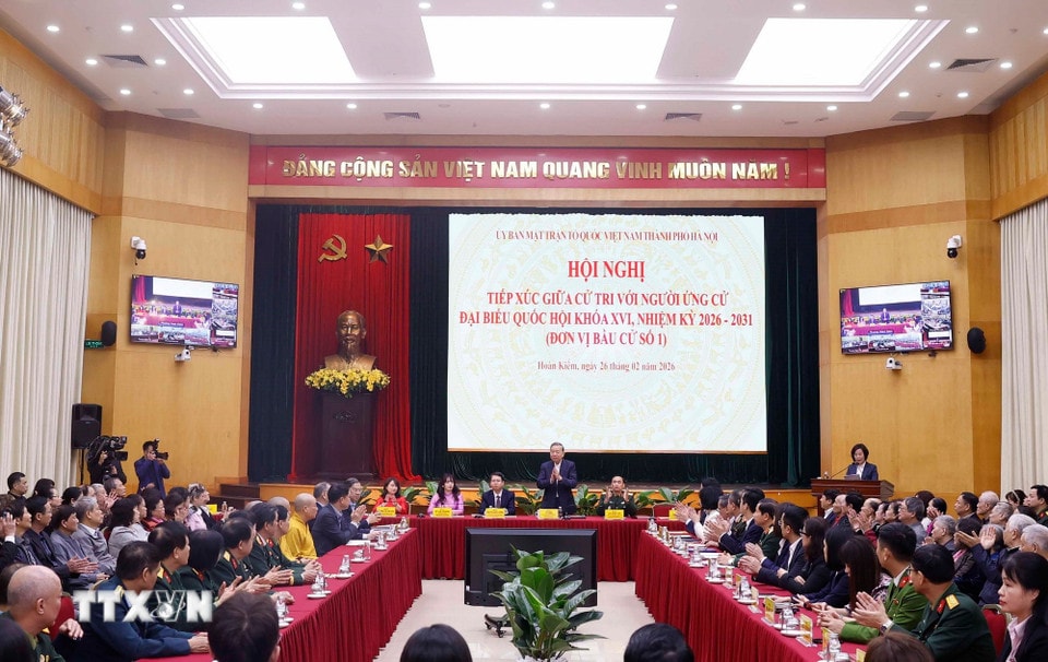 Tổng Bí thư Tô Lâm dự hội nghị tiếp xúc cử tri với người ứng cử Đại biểu Quốc hội khoá XVI nhiệm kỳ 2026-2031. (Ảnh: Thống Nhất/TTXVN)