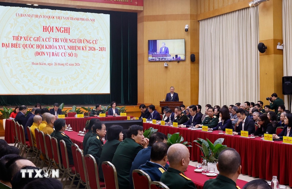 Tổng Bí thư Tô Lâm trình bày chương trình hành động với cử tri. (Ảnh: Thống Nhất/TTXVN)