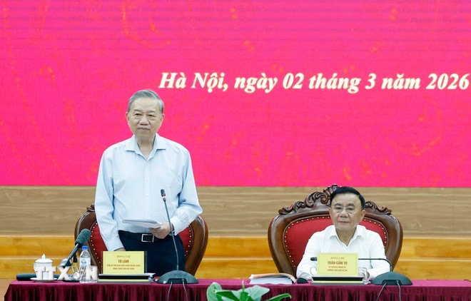 Tổng Bí thư Tô Lâm phát biểu. (Ảnh: Thống Nhất/TTXVN) ttxvn-0203-tong-bi-thu-ban-chinh-sach-chien-luoc-trung-uong-1.jpg