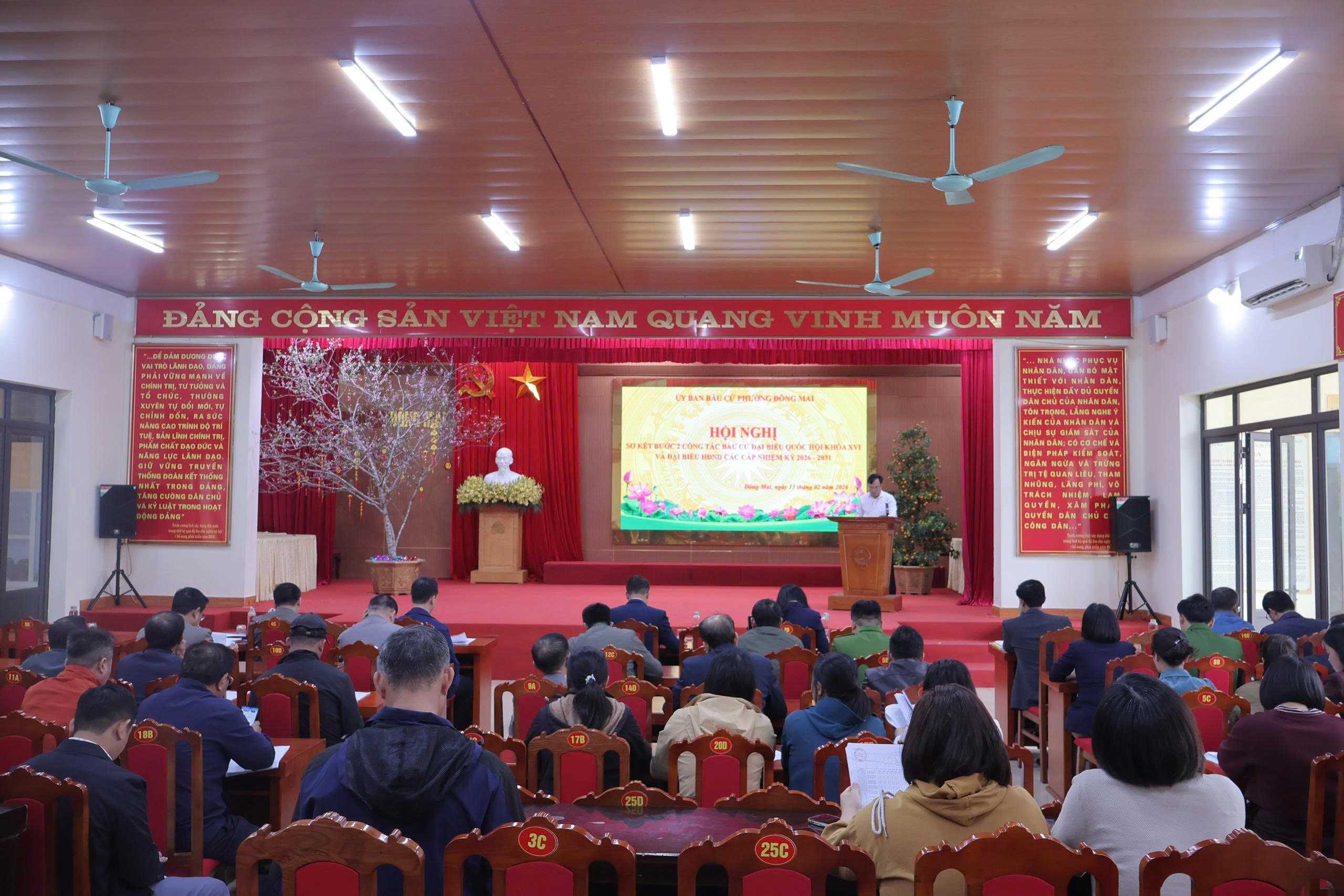 Hội nghị sơ kết bước 2 công tác bầu cử đại biểu Quốc hội khóa XVI và đại biểu Hội đồng nhân dân các cấp nhiệm kỳ 2026–2031 phường Đông Mai.