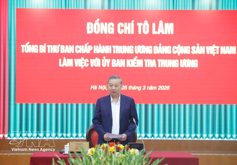 Party General Secretary To Lam speaks at the working session with the Party Central Committee’s Inspection Commission on March 5. (Photo: VNA)