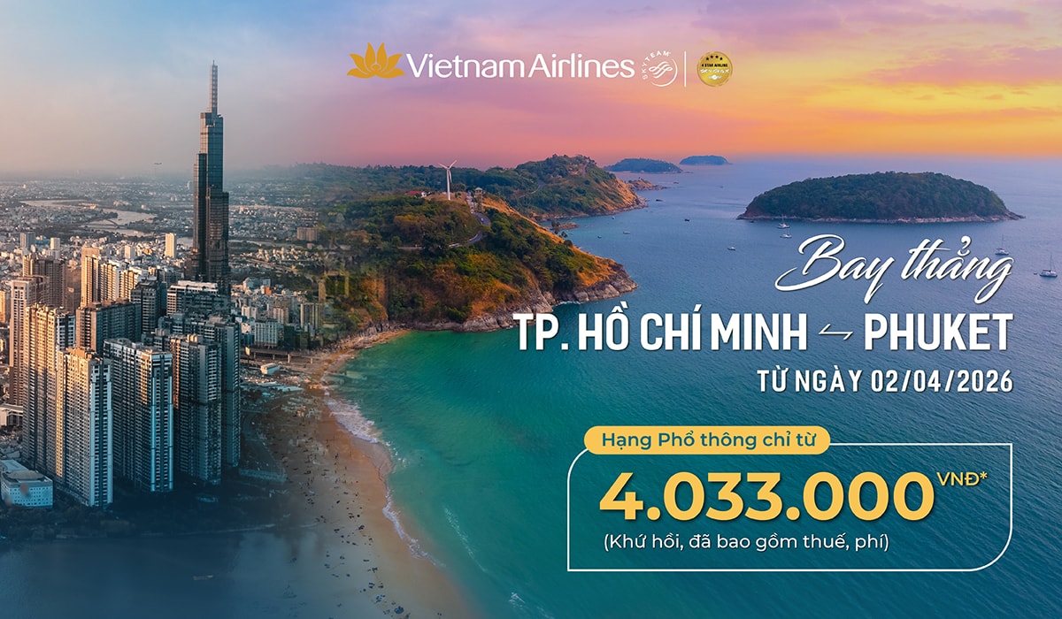 2. Nhân dịp mở đường bay thẳng đến Phuket, Vietnam Airlines tung giá ưu đãi từ hơn 4 triệu đồng cho hành khách. 