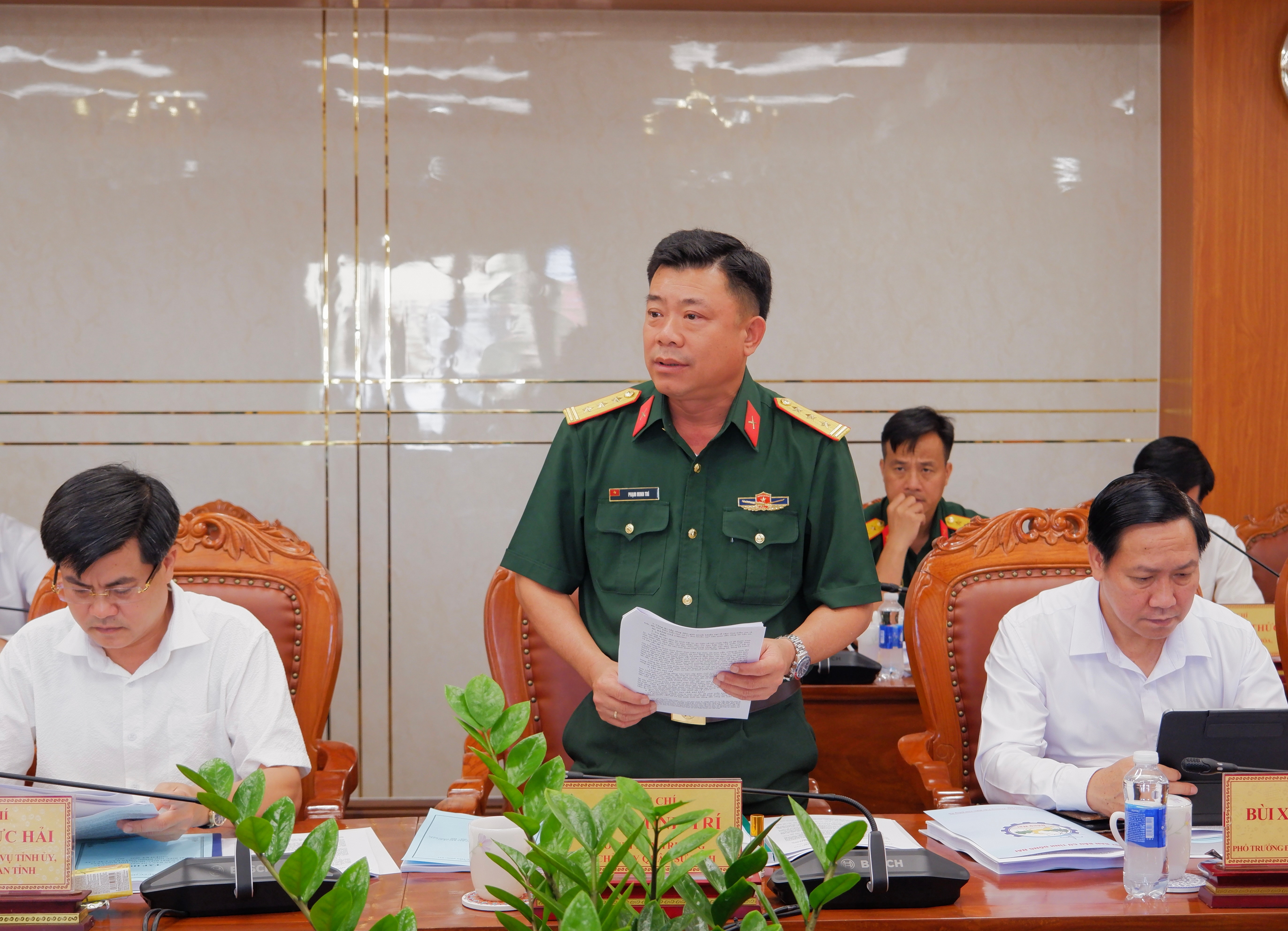 Phó Chỉ huy trưởng Bộ Chỉ huy Quân sự tỉnh Đồng Nai Phạm Minh Trí phát biểu