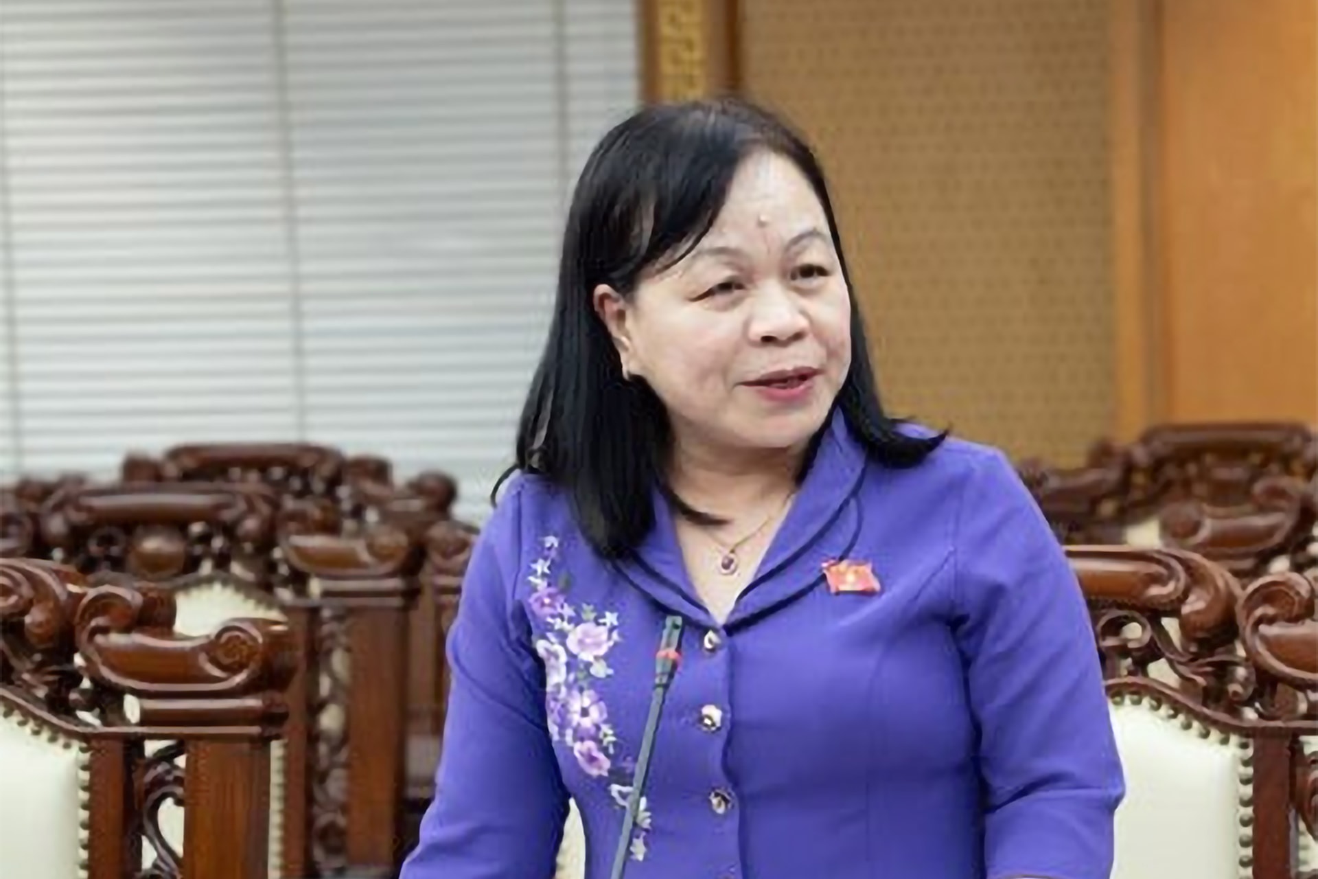 Phó Chủ nhiệm Ủy ban Văn hóa và Xã hội Nguyễn Thị Mai Hoa phát biểu