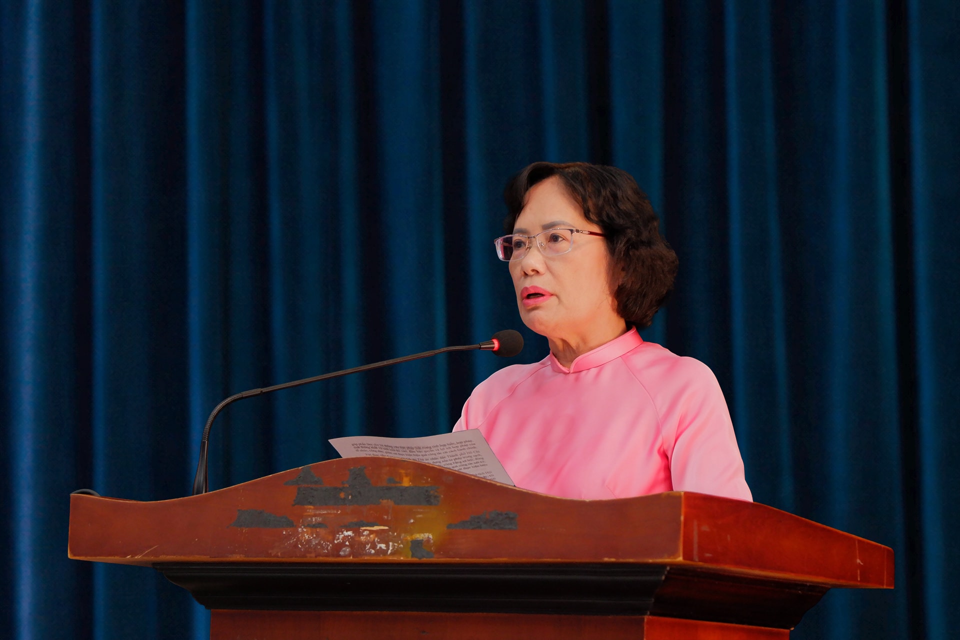 Chủ tịch Hội Luật gia TP. Hồ Chí Minh Ung Thị Xuân Hương trình bày chương trình hành động