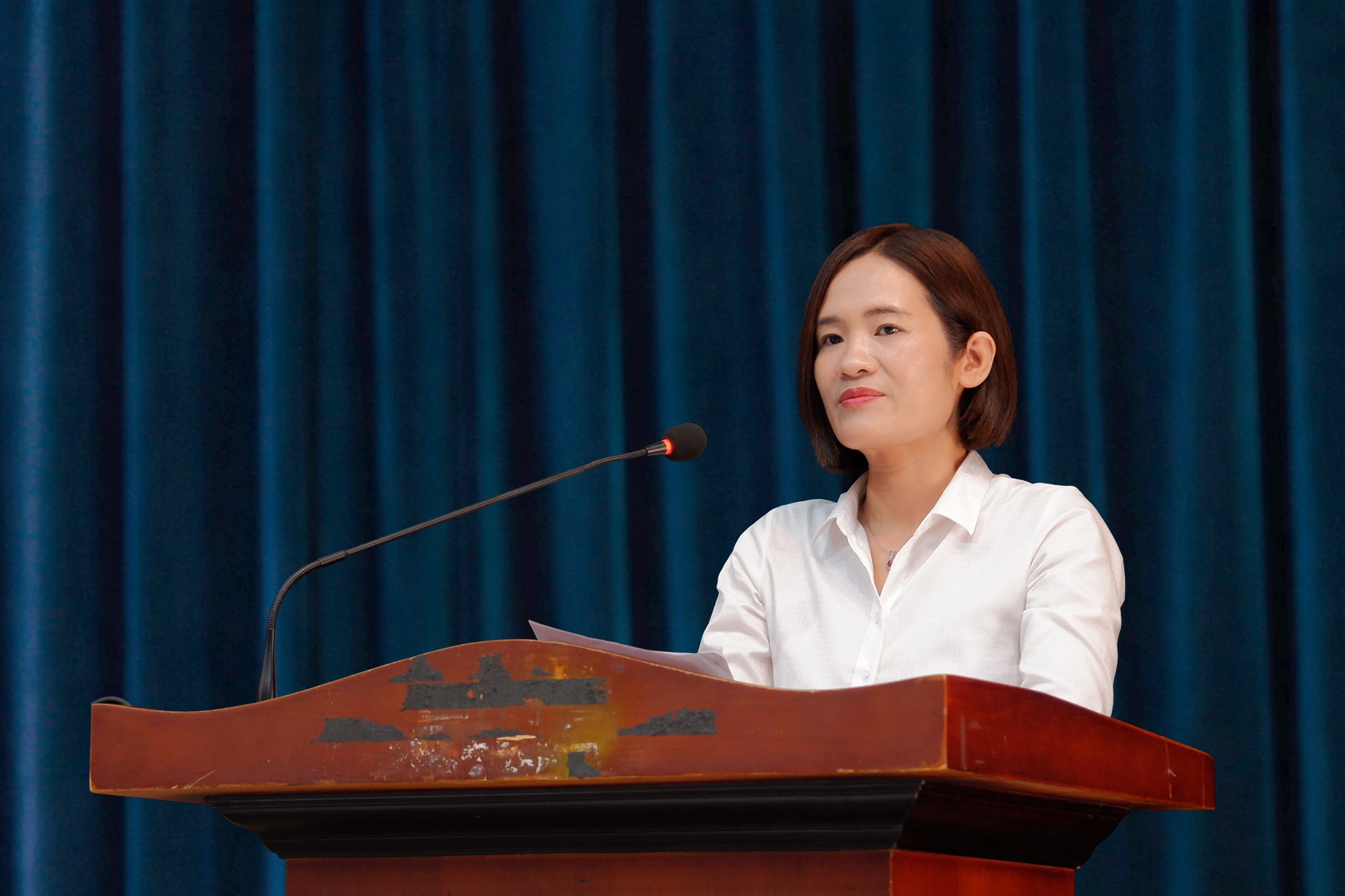 Phó Trưởng phòng Quản lý khoa học, Giảng viên cao cấp Trường Đại học Tài chính - Marketing Trần Thị Kim Oanh trình bày chương trình hành động