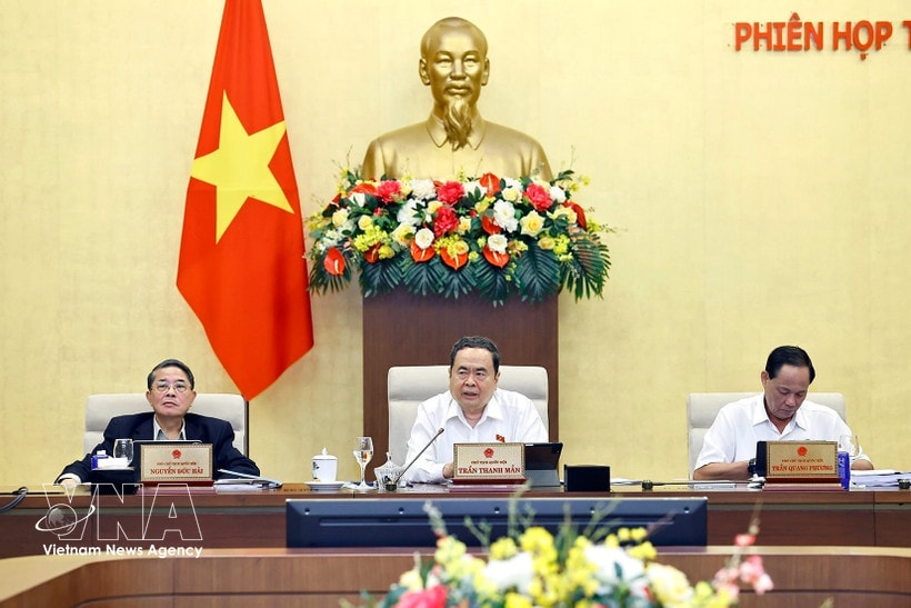National Assembly Chairman Tran Thanh Man (middle) addresses the discussion on March 18. (Photo: VNA)