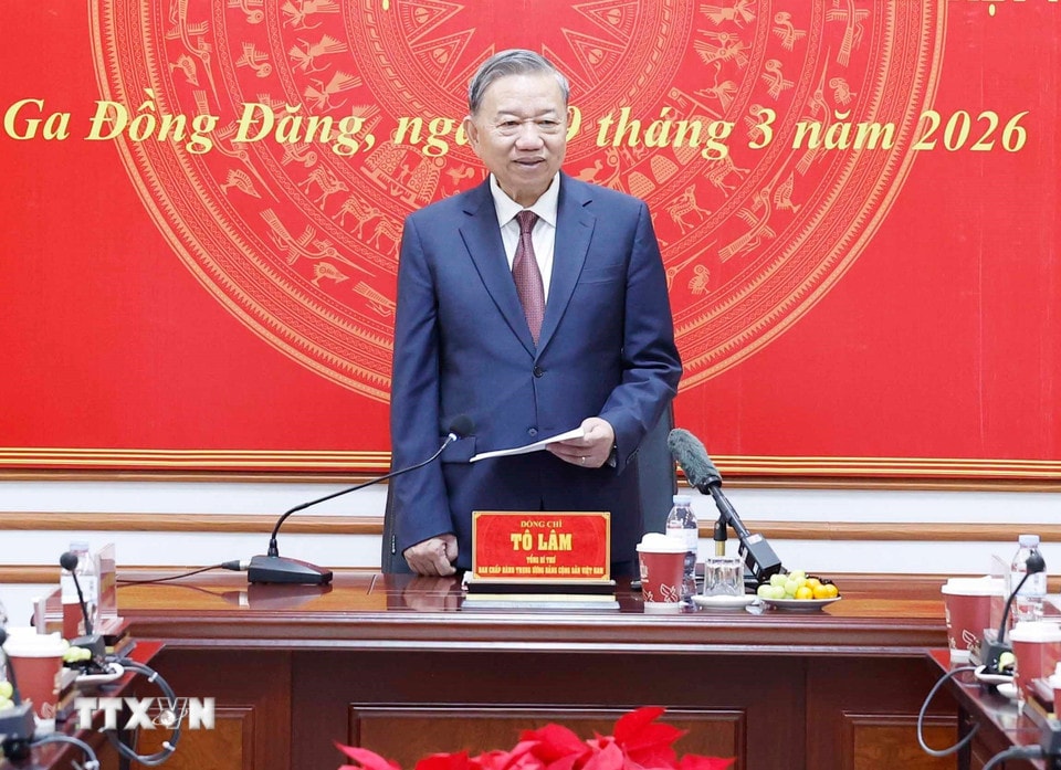 Tổng Bí thư Tô Lâm phát biểu tại buổi làm việc. (Ảnh: Thống Nhất/TTXVN)