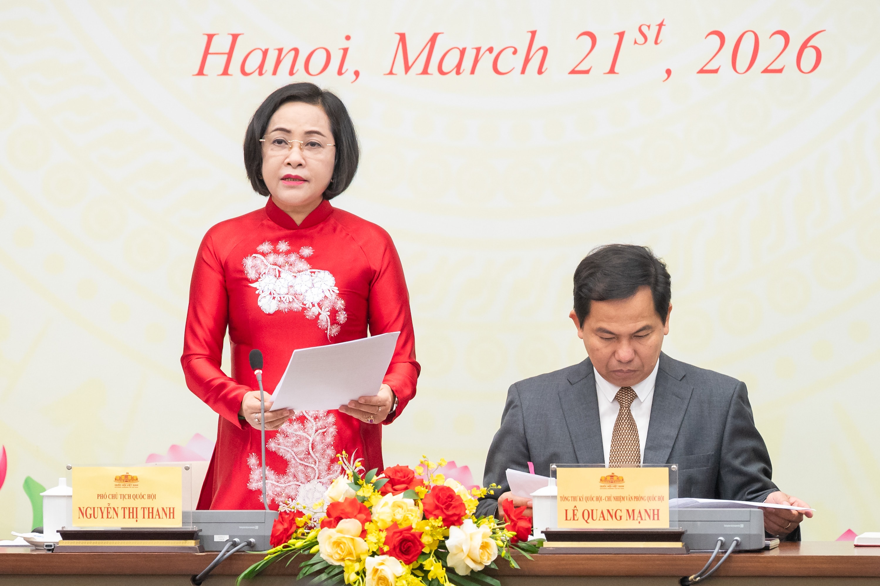 Phó Chủ tịch Quốc hội Nguyễn Thị Thanh phát biểu