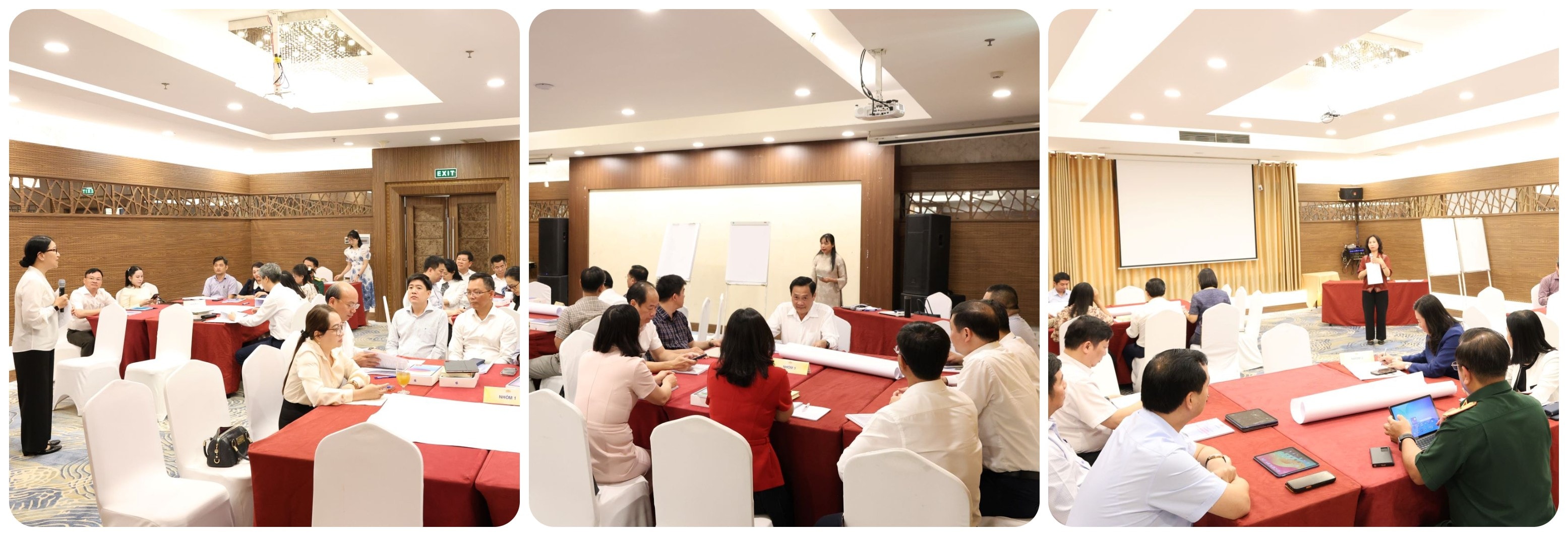 Các đại biểu được chia thành 3 tổ tham gia thực hành kỹ năng xem xét, góp ý trong xây dựng pháp luật của đại biểu Quốc hội