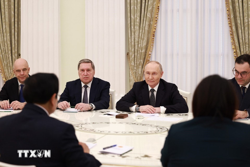 Tổng thống Nga Vladimir Putin phát biểu. (Ảnh: Dương Giang/TTXVN)