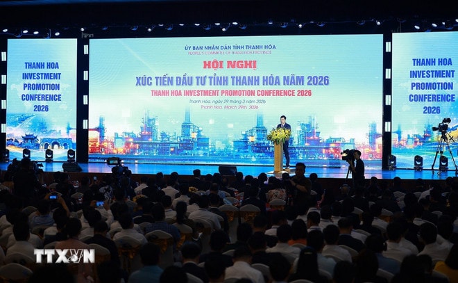 Quang cảnh Hội nghị Xúc tiến đầu tư tỉnh Thanh Hóa năm 2026. (Ảnh: Dương Giang/TTXVN) ttxvn-2903-thu-tuong-xuc-tien-dau-tu-tinh-thanh-hoa-5.jpg