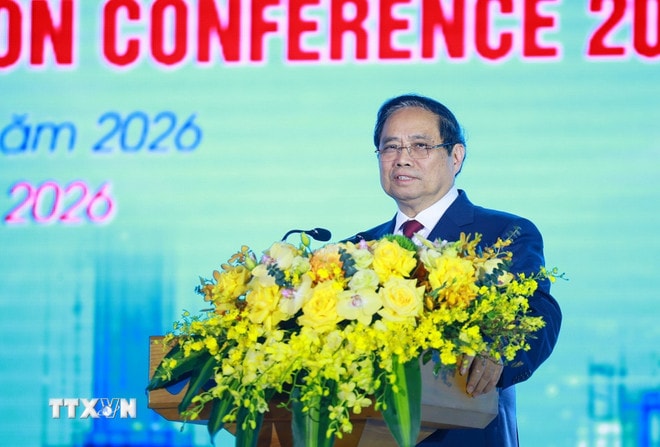 Thủ tướng Phạm Minh Chính phát biểu tại Hội nghị Xúc tiến đầu tư tỉnh Thanh Hóa năm 2026. (Ảnh: Dương Giang/TTXVN) ttxvn-2903-thu-tuong-xuc-tien-dau-tu-tinh-thanh-hoa-7.jpg