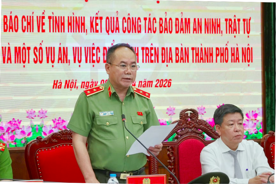 Giám đốc Công an Thành phố, Trung trướng Nguyễn Thanh Tùng phát bi tại hội nghị
