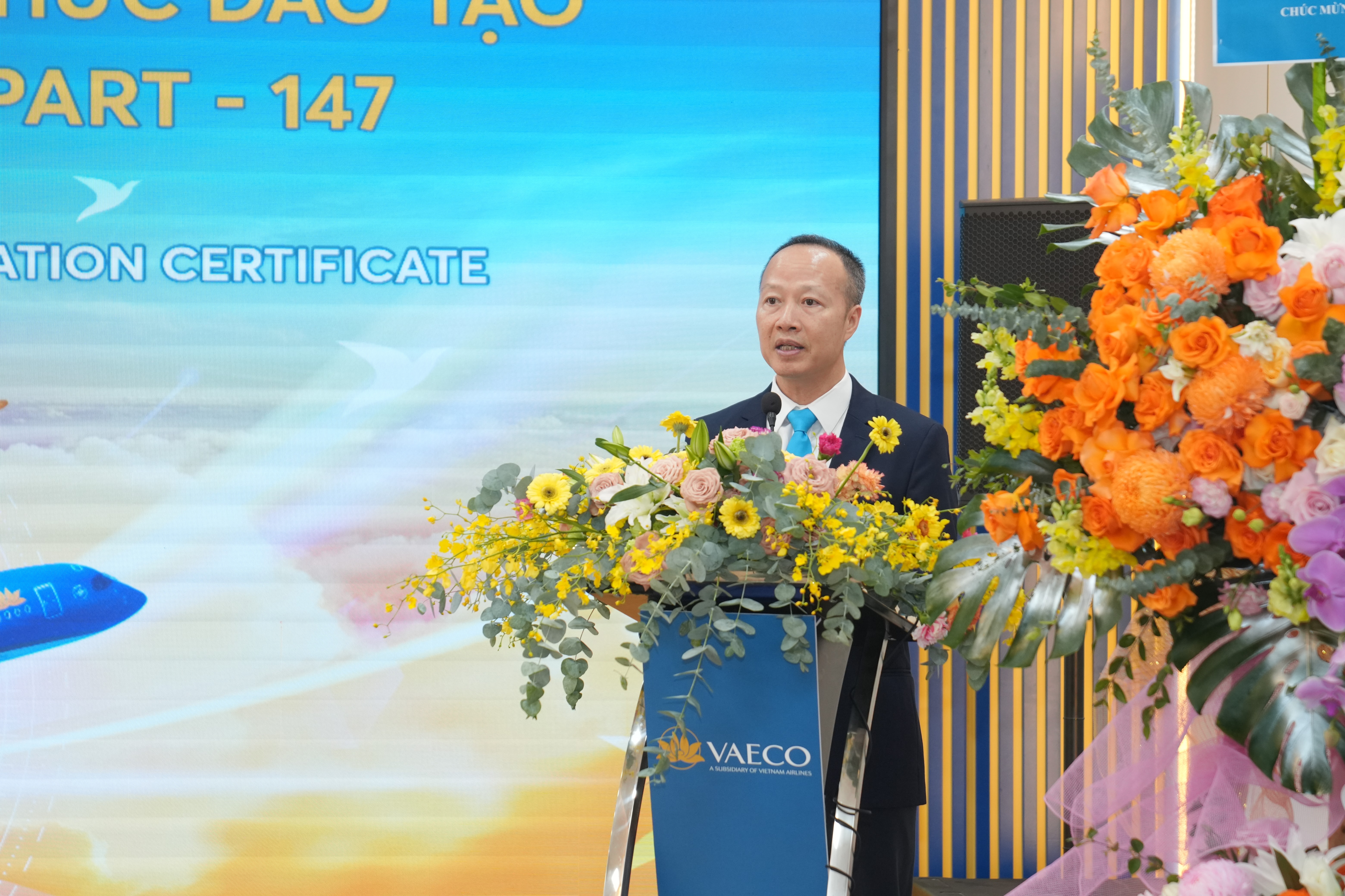 3. Ông Trần Quốc Hoài, Tổng Giám đốc VAECO phát biểu tại Lễ công bố chứng nhận Tổ chức đào tạo bảo dưỡng tàu bay EASA part 147 (1)