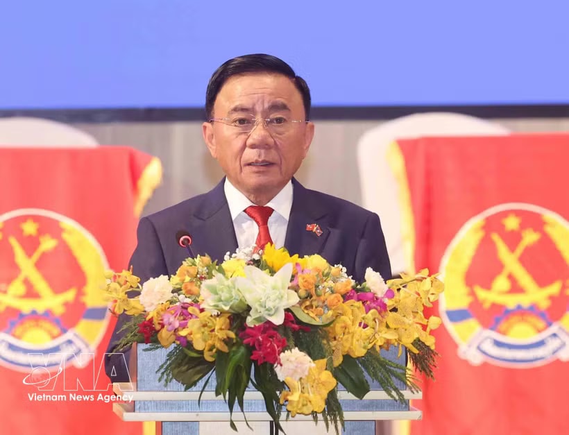 Politburo member and Permanent member of the Communist Party of Vietnam (CPV) Central Committee’s Secretariat Tran Cam Tu speaks at the banquet. (Photo: VNA)