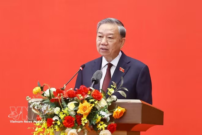 Party General Secretary and State President To Lam speaks at the event. (Photo: VNA) vnanet-tolam.jpg