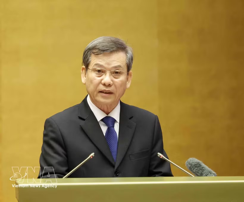 Politburo member, Secretary of the Party Central Committee and Chairman of its Commission for Internal Affairs Le Minh Tri speaks at the conference. (Photo: VNA)