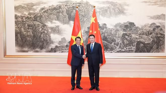 Minister of Public Security Gen. Luong Tam Quang (L) and Secretary of the CPC Central Committee’s Secretariat and Minister of Public Security Wang Xiaohong (Photo: VNA) vnanet-p.jpg