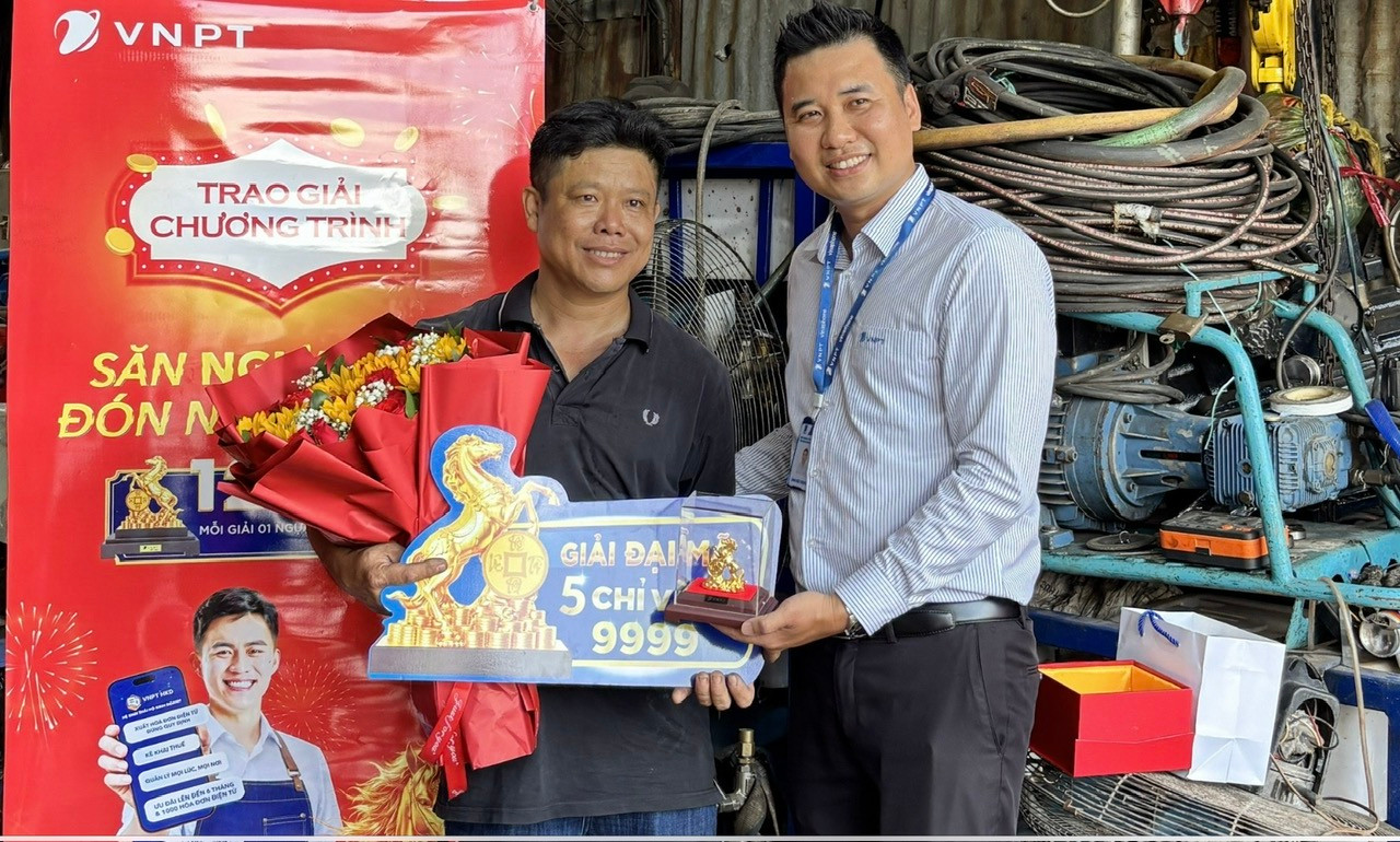 Hộ Kinh doanh cơ điện Hoàng Vũ tại Phường Phước Thắng, TP. Hồ Chí Minh may mắn trúng ngựa vàng của VNPT