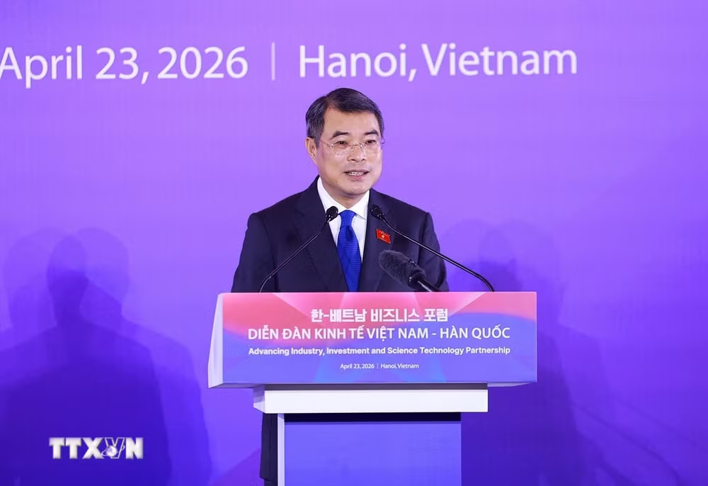 Thủ tướng Lê Minh Hưng phát biểu tại Diễn đàn kinh tế Việt Nam-Hàn Quốc. (Ảnh: Dương Giang/TTXVN) ttxvn-thu-tuong-le-minh-hung-va-tong-thong-han-quoc-du-dien-dan-kinh-te-viet-nam-han-quoc-3-6299.jpg