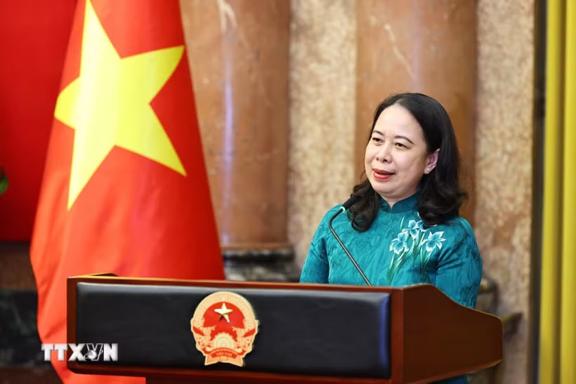 Phó Chủ tịch nước Võ Thị Ánh Xuân phát biểu. (Ảnh: Minh Đức/TTXVN)