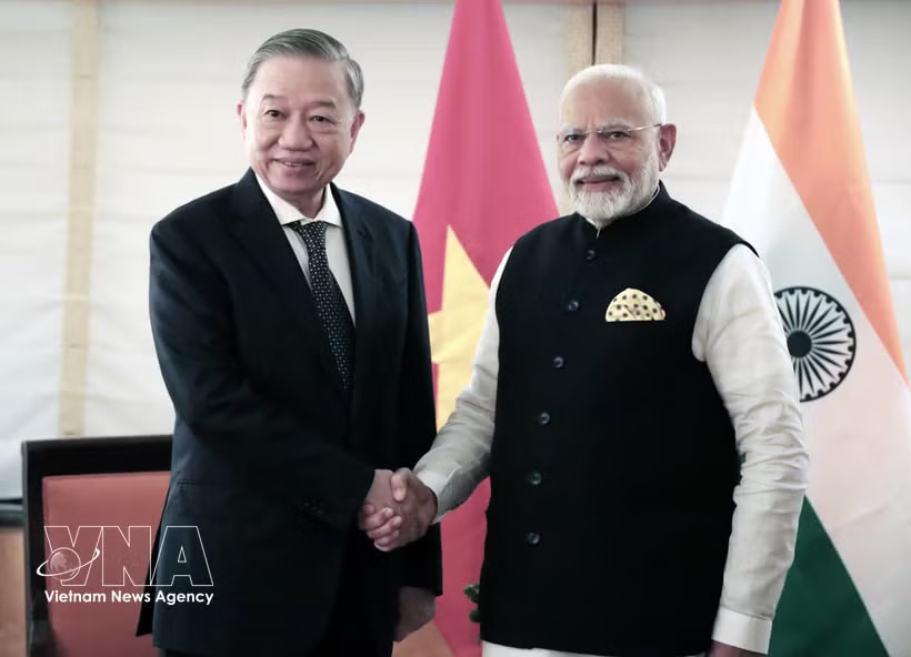Within the framework of his participation in the 79th session of the United Nations General Assembly and working visit to the US, Party General Secretary and State President To Lam meets with Indian Prime Minister Narendra Modi in New York on September 23, 2024 (local time). (Photo: VNA)