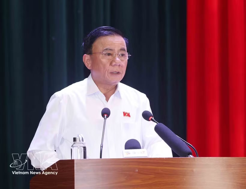 Politburo member and Permanent member of the Party Central Committee’s Secretariat Tran Cam Tu speaks at a meeting with voters in the central city of Da Nang (Photo: VNA)