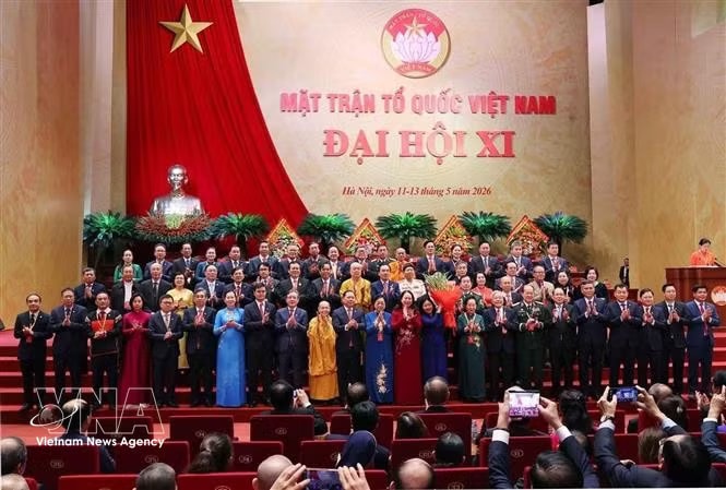 The Presidium of the Vietnam Fatherland Front (VFF) Central Committee for the 2026-2031 tenure makes debut on May 13, 2026. (Photo: VNA)