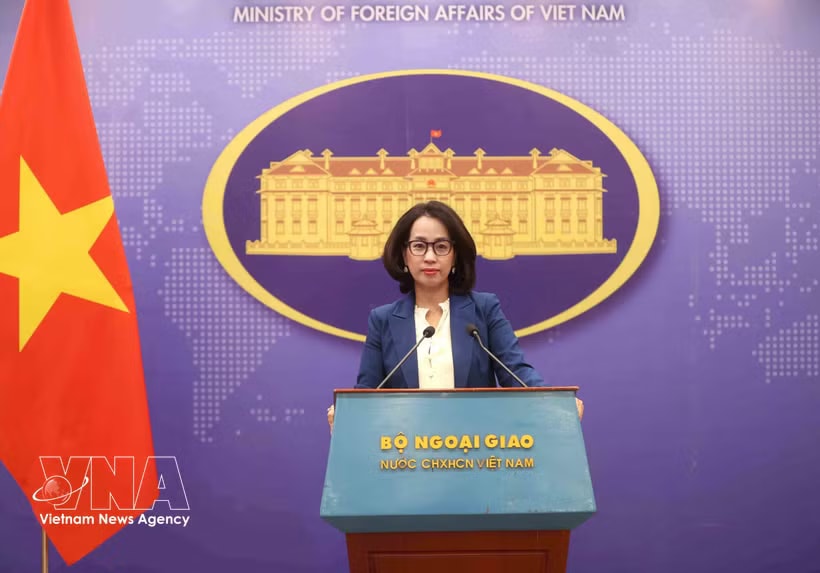 Spokesperson for the Ministry of Foreign Affairs (MoFA) Pham Thu Hang speaks at the ministry’s regular press briefing on May 14 (Photo: VNA)