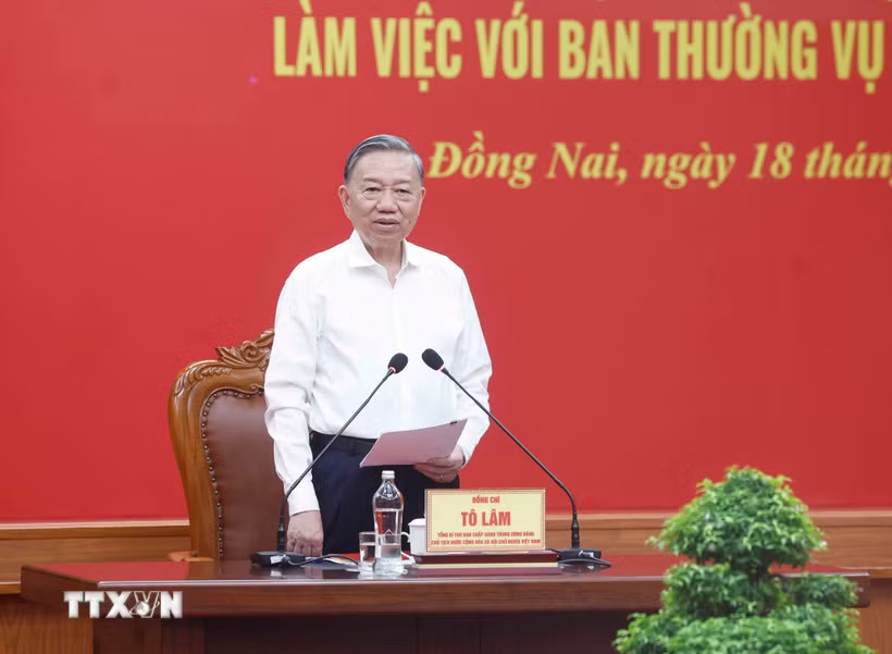 Tổng Bí thư, Chủ tịch nước Tô Lâm phát biểu chỉ đạo. (Ảnh: Thống Nhất/TTXVN)