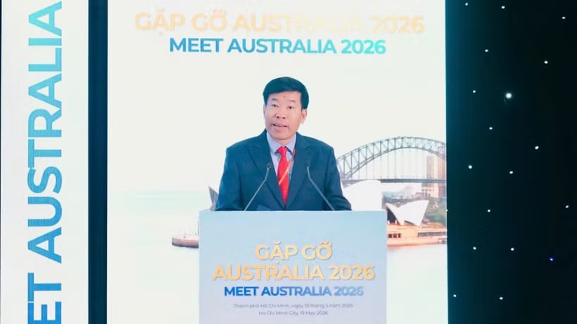 Deputy Minister of Foreign Affairs Nguyen Manh Cuong speaks at the event “Meet Australia” in Ho Chi Minh City on May 19 (Photo: Ministry of Foreign Affairs)