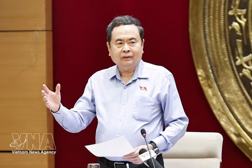 National Assembly (NA) Chairman Tran Thanh Man speaks at the working session with standing members of the NA's Council for Ethnic Affairs in Hanoi on May 21. (Photo: VNA)