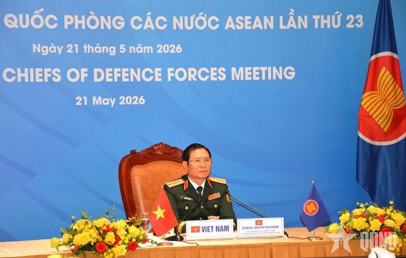 General Nguyen Tan Cuong attends the 23rd ASEAN Chiefs of Defence Forces Meeting (ACDFM-23) on May 21. (Photo: qdnd.vn)
