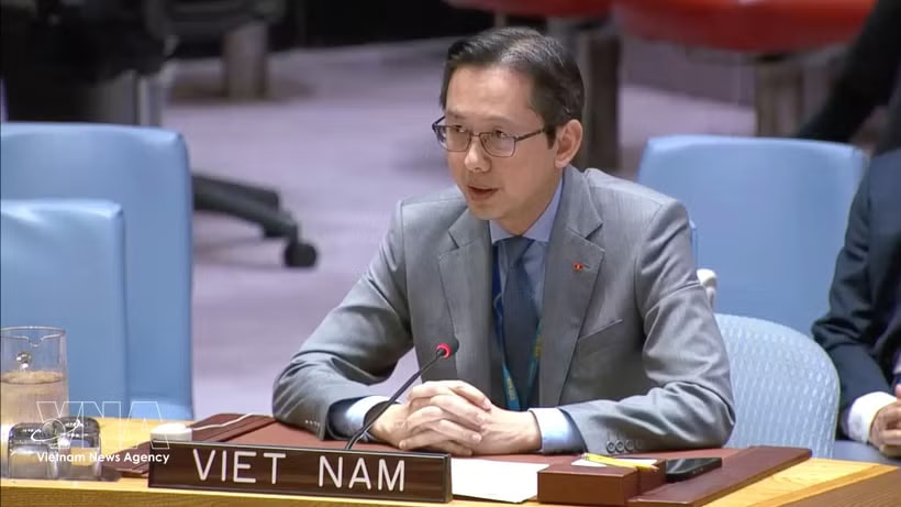 Ambassador Do Hung Viet, Permanent Representative of Vietnam to the UN, speaks at the discussion. (Photo: VNA)