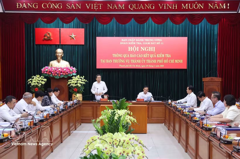 NA Chairman Tran Thanh Man speaks at the conference with the Ho Chi Minh City Party Committee’s Standing Board on May 29. (Photo: VNA)