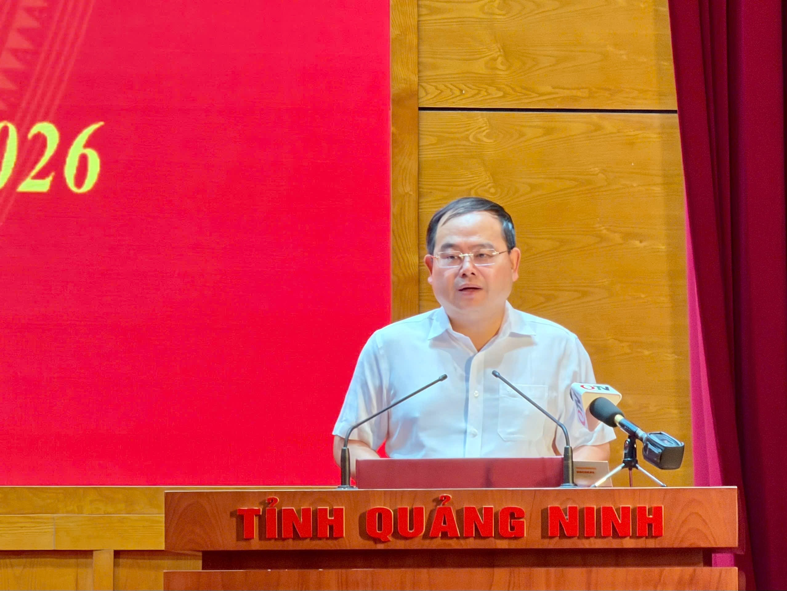 Bí thư Tỉnh ủy Quảng Ninh Quản Minh Cường phát biểu chỉ đạo tại hội nghị