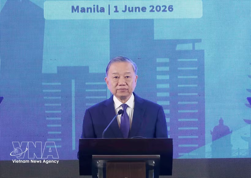 General Secretary of the Communist Party of Vietnam (CPV) Central Committee and State President To Lam speaks at the Vietnam-Philippines Business Forum in Manila on June 1. (Photo: VNA)
