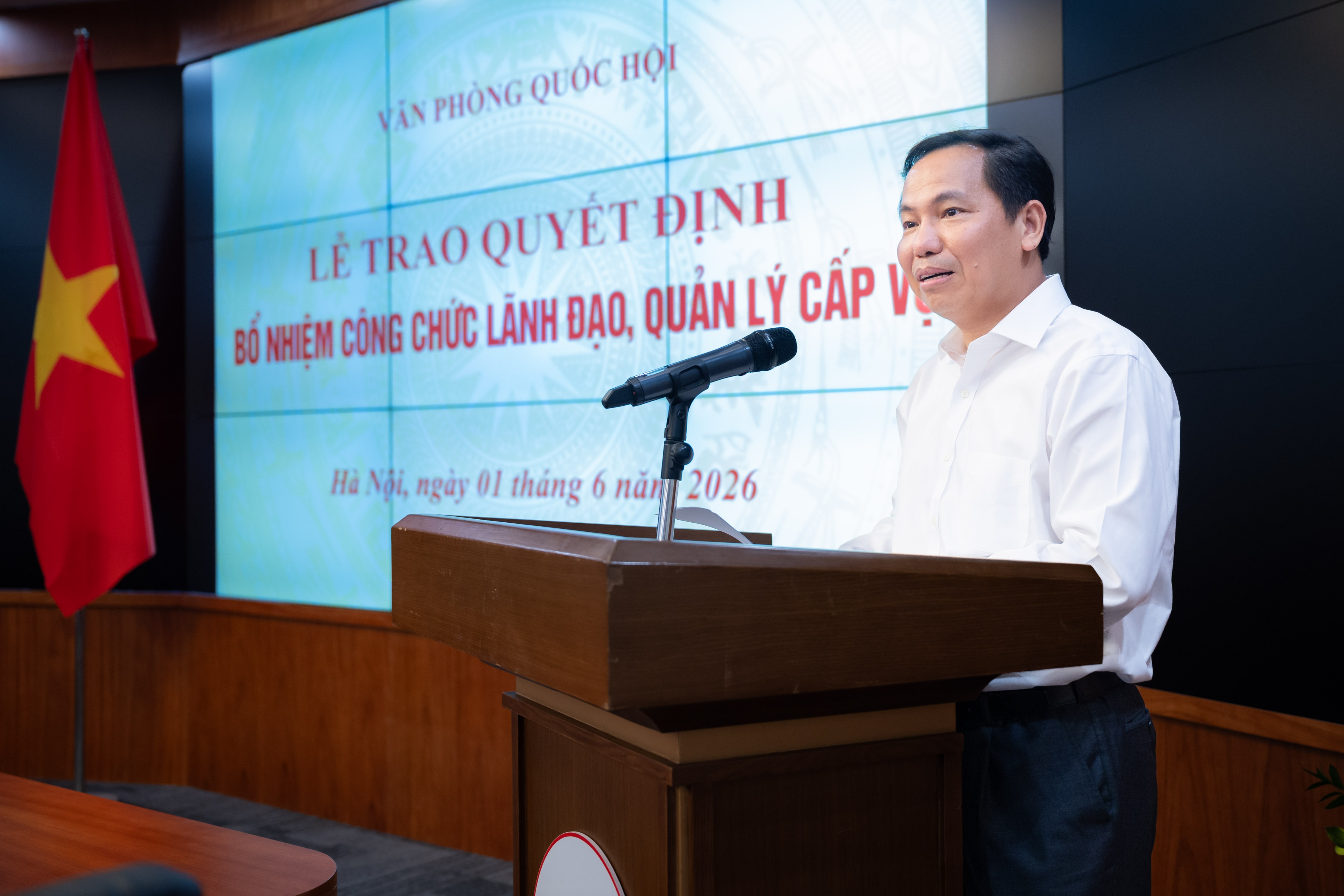 Tổng Thư ký Quốc hội, Chủ nhiệm Văn phòng Quốc hội Lê Quang Mạnh phát biểu giao nhiệm vụ
