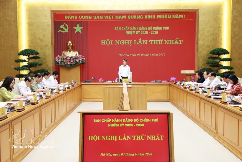 Secretary of the Government Party Committee and Prime Minister Le Minh Hung chairs the first meeting of the Government Party Committee for the 2025-2030 term on June 3. (Photo: VNA)